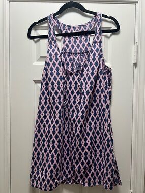 Mud Pie Purple and Navy Diamond-Print Swim Cover-up Dress Size Large